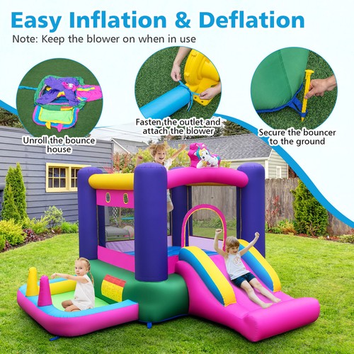 Inflatable bouncy castle with - castle,